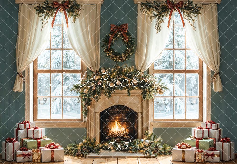 TEST Christmas Fireplace Gifts Window Backdrop Designed by Emetselch