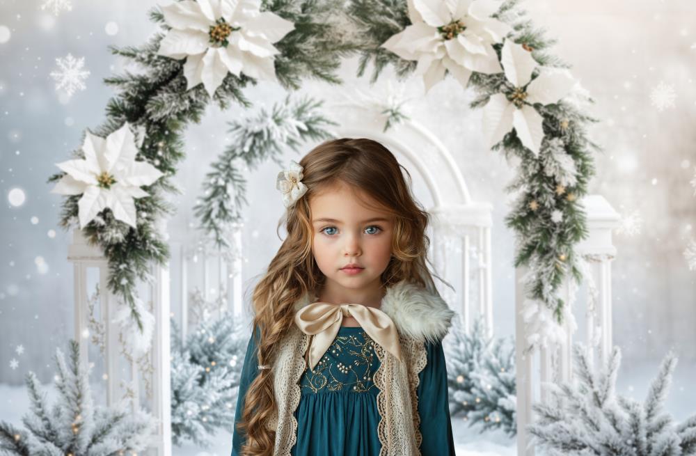 Kate Winter White Floral Arch Backdrop Designed by Emetselch