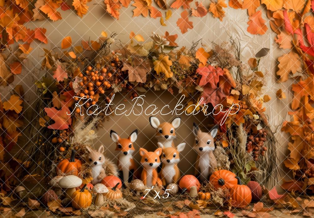 Kate Fall Leaves Woodland With Foxes Backdrop Designed by Patty Roberts