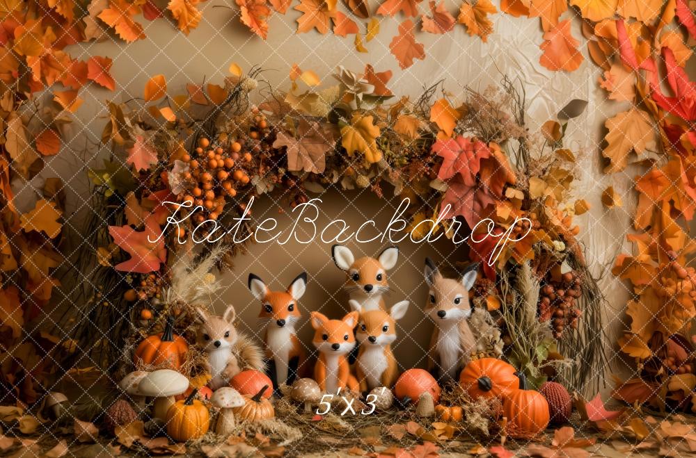 Kate Fall Leaves Woodland With Foxes Backdrop Designed by Patty Roberts