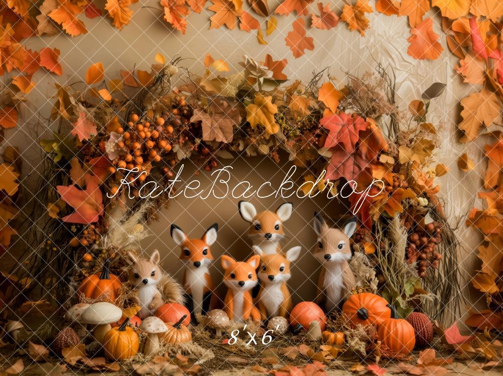 Fall Leaves Woodland With Foxes Foto Achtergrond Designed by Patty Roberts