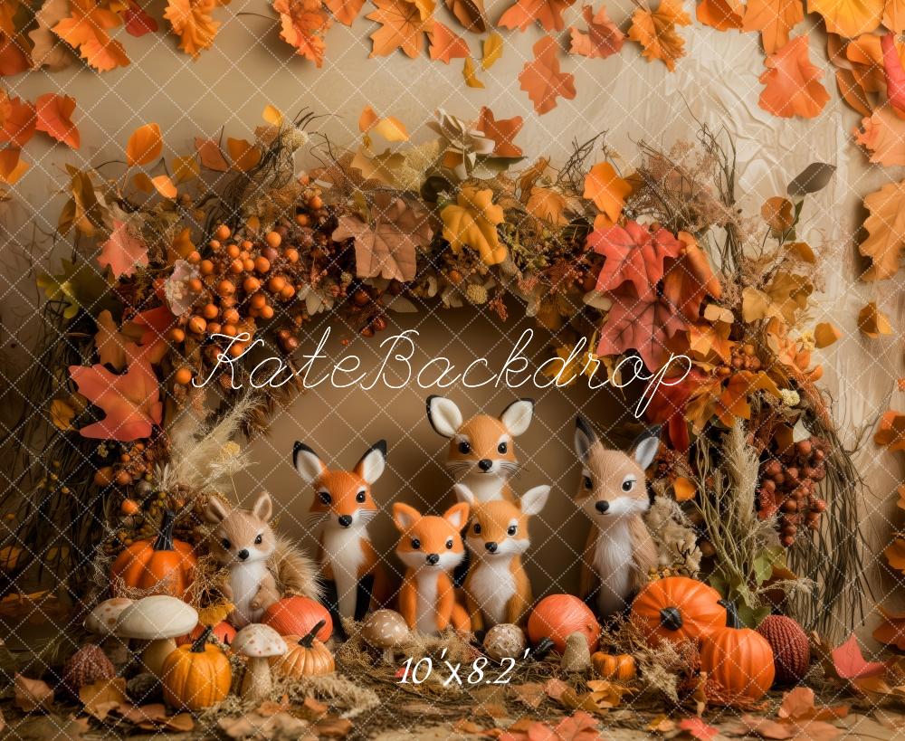 Kate Fall Leaves Woodland With Foxes Backdrop Designed by Patty Roberts