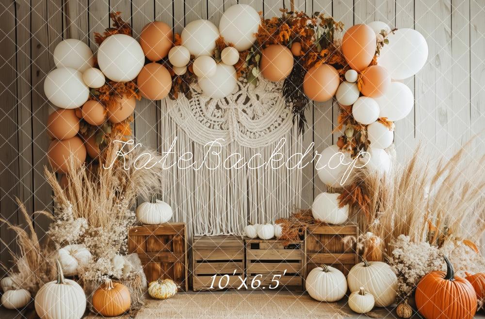 Boho Herfst Pompoen Ballonboog Foto Achtergrond Designed by Patty Roberts