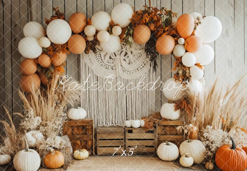 Boho Herfst Pompoen Ballonboog Foto Achtergrond Designed by Patty Roberts