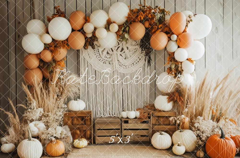 Boho Herfst Pompoen Ballonboog Foto Achtergrond Designed by Patty Roberts