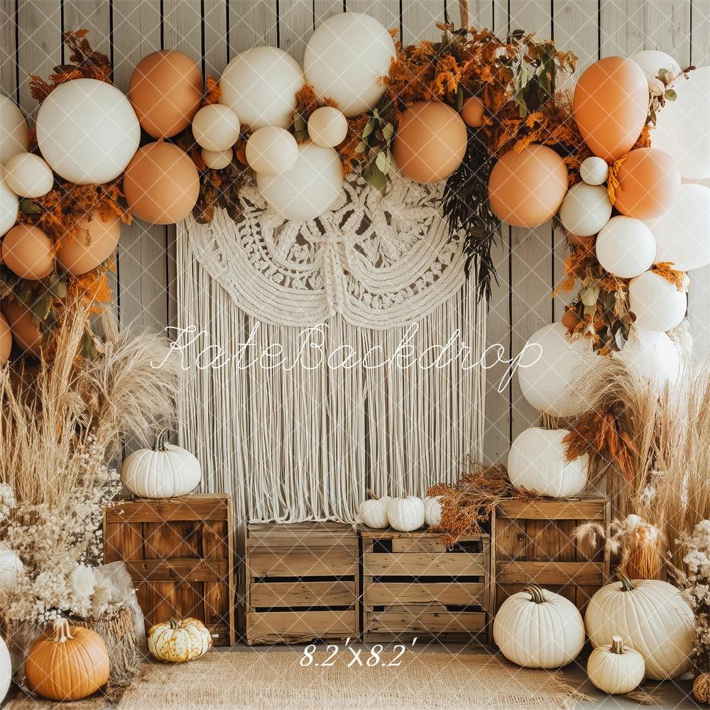 Boho Herfst Pompoen Ballonboog Foto Achtergrond Designed by Patty Roberts