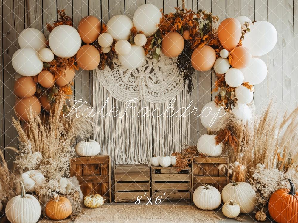 Boho Herfst Pompoen Ballonboog Foto Achtergrond Designed by Patty Roberts