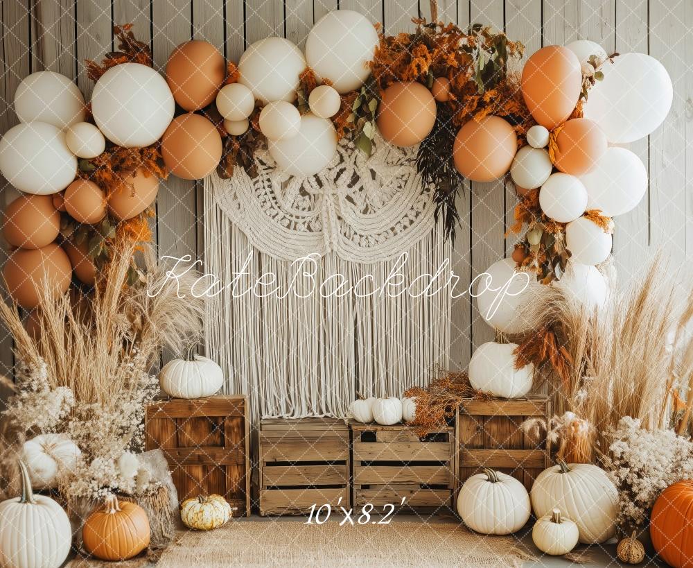 Boho Herfst Pompoen Ballonboog Foto Achtergrond Designed by Patty Roberts