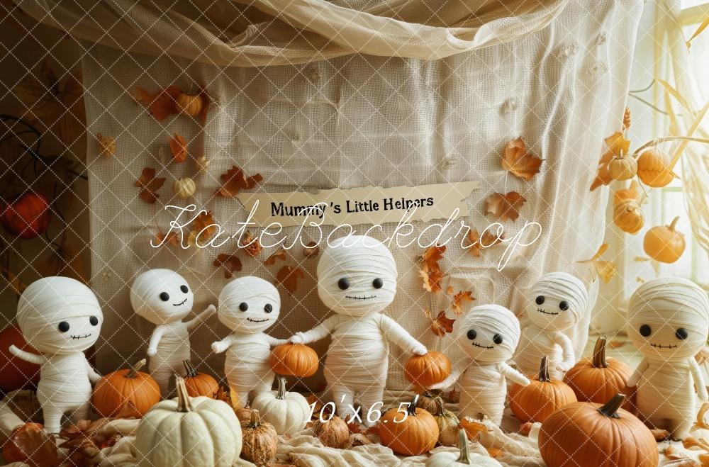 Kate Fall Halloween Mummy Pumpkin Backdrop Designed by Patty Roberts