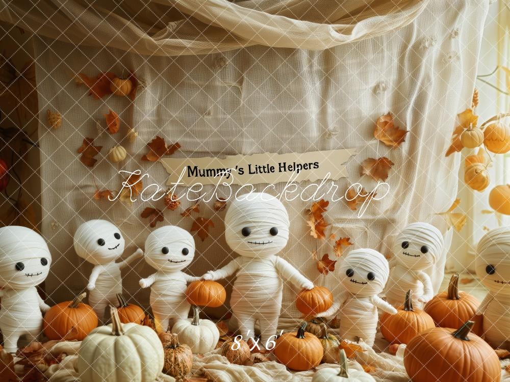 Kate Fall Halloween Mummy Pumpkin Backdrop Designed by Patty Roberts