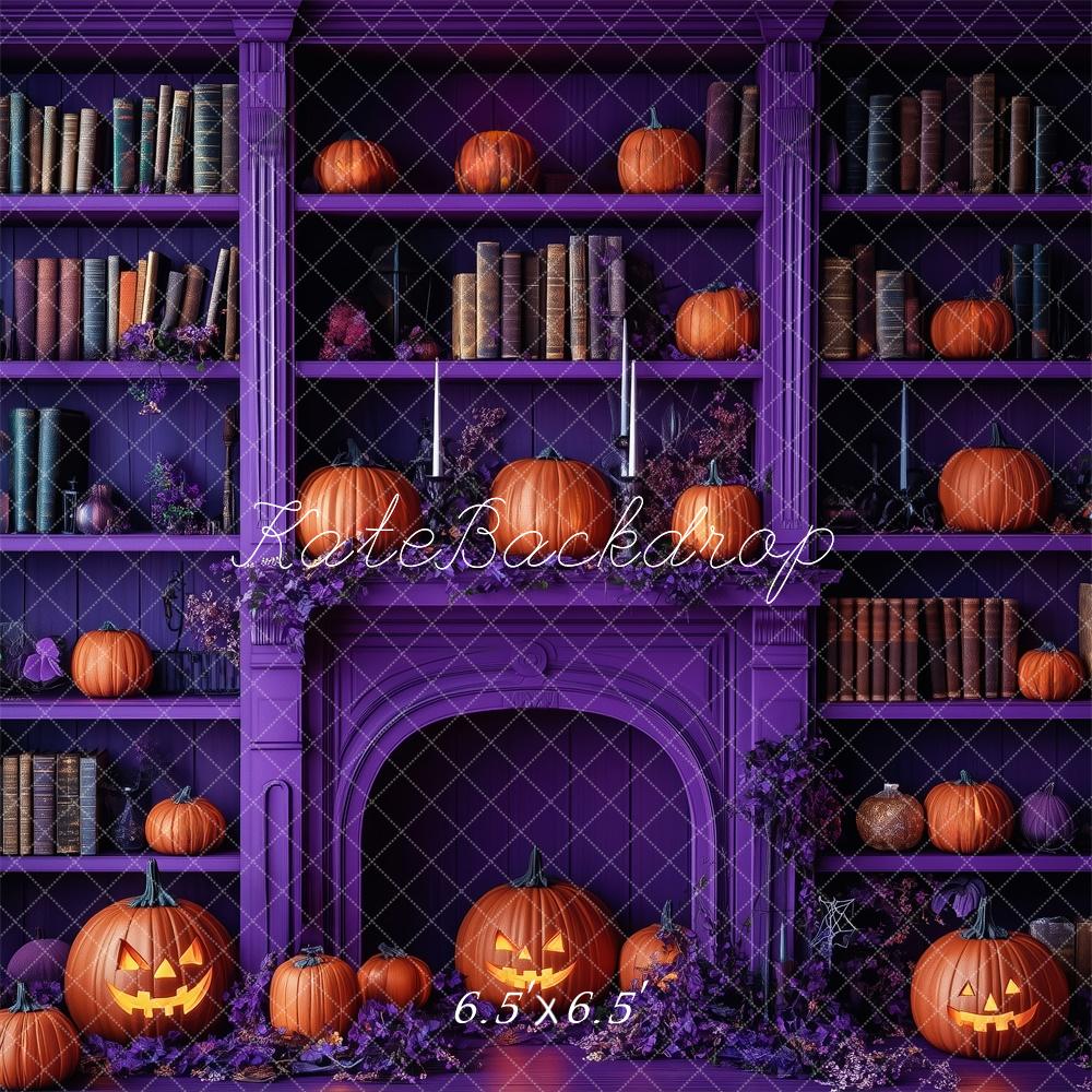 Kate Halloween Purple Library With Pumpkin Backdrop Designed by Patty Roberts