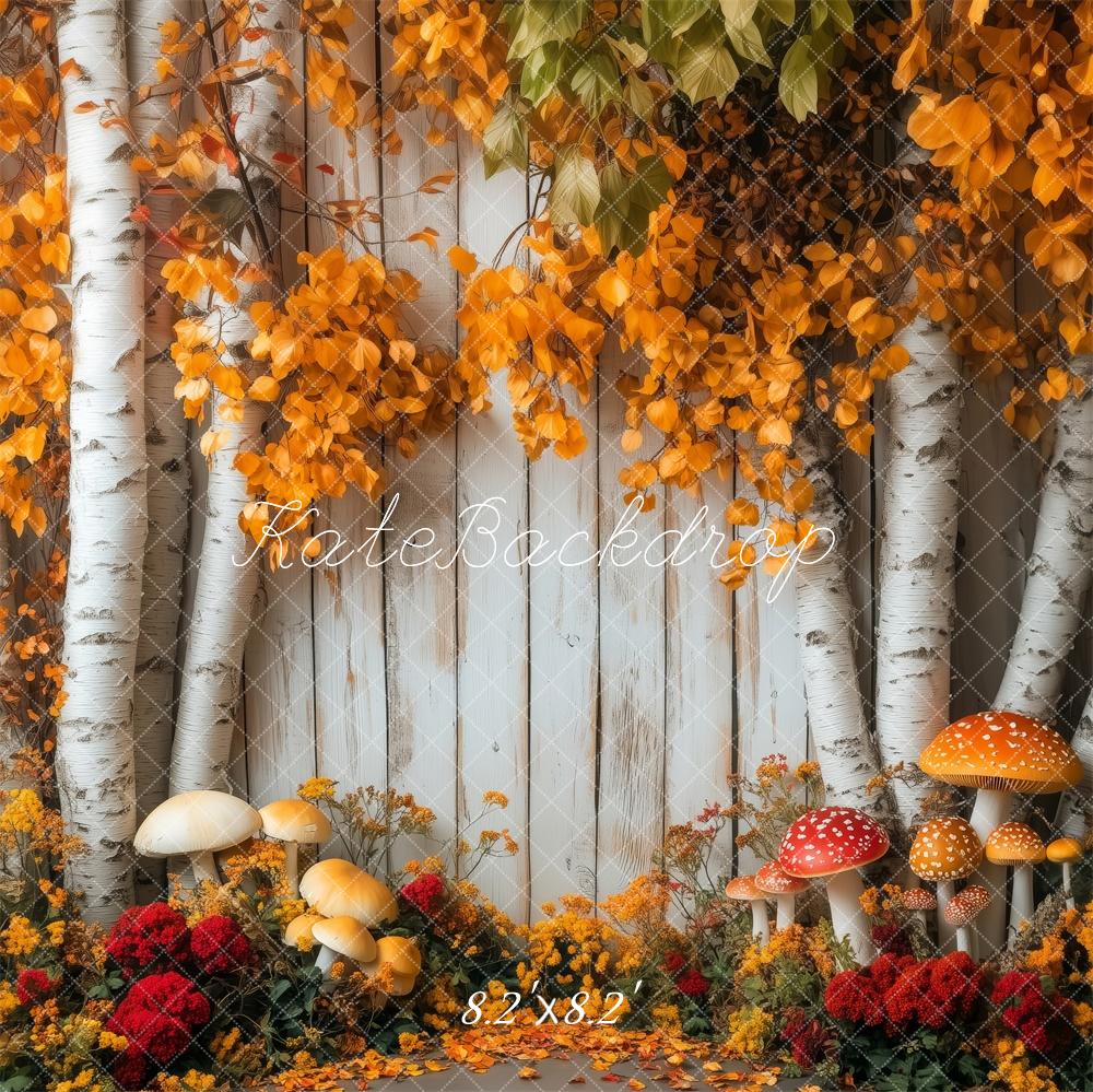 Kate Fall Birch Trees With Mushrooms Backdrop Designed by Patty Roberts