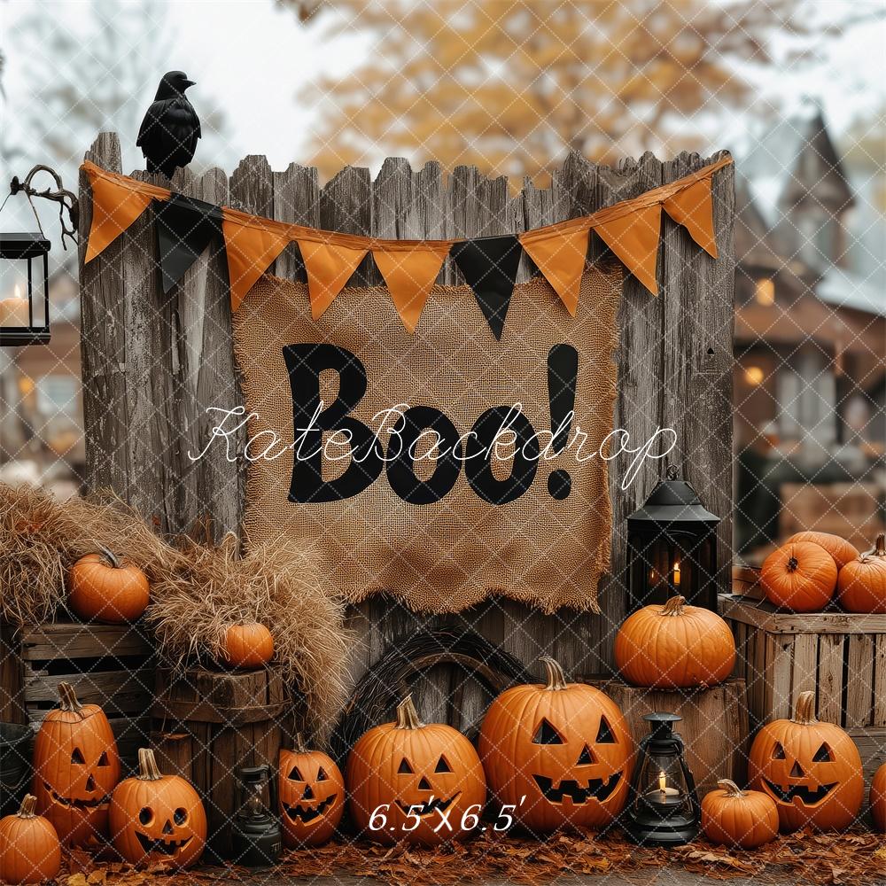 Kate Halloween Rustic Pumpkin Farmhouse Backdrop Designed by Patty Roberts