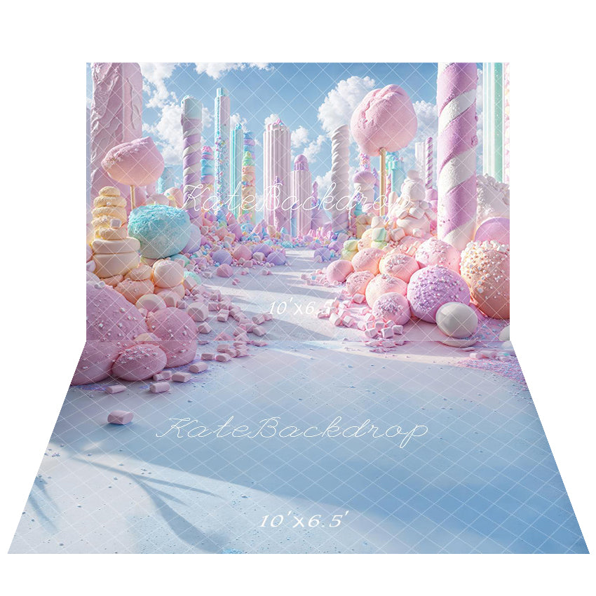 SALE Kate Fantasy Candyland Pastel Lollipop Backdrop+Cake Smash Pink Marshmallow Floor Backdrop