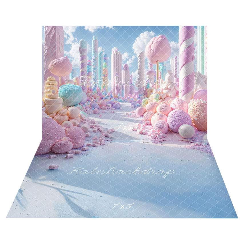 Kate Fantasy Candyland Pastel Lollipop Backdrop+Cake Smash Pink Marshmallow Floor Backdrop