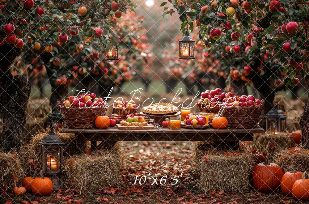 Fondo de Huerto de Manzanas de Otoño Diseñado por Mini MakeBelieve