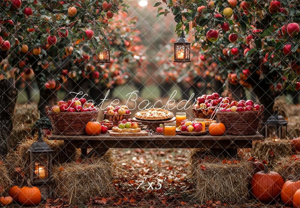 Fondo de Huerto de Manzanas de Otoño Diseñado por Mini MakeBelieve