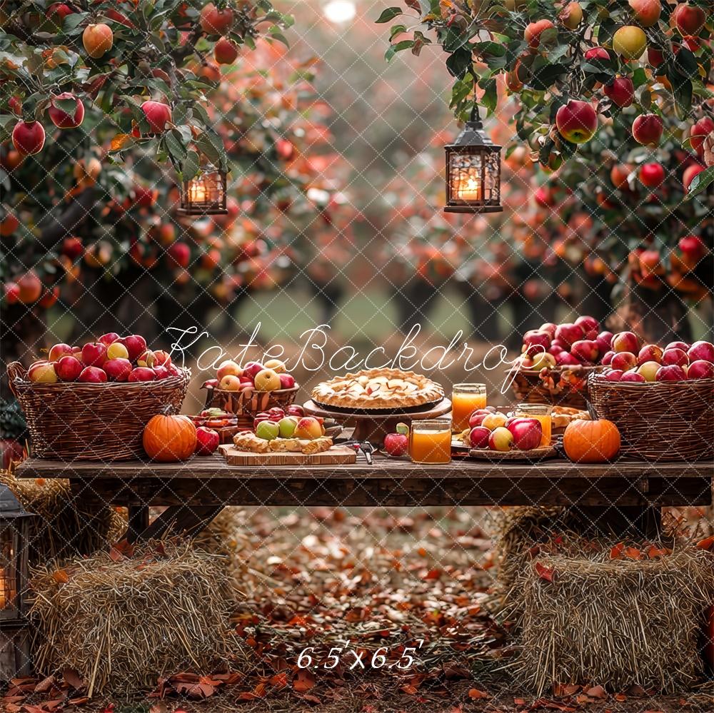 Fondo de Huerto de Manzanas de Otoño Diseñado por Mini MakeBelieve