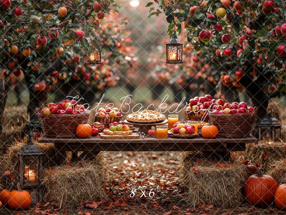 Fondo de Huerto de Manzanas de Otoño Diseñado por Mini MakeBelieve