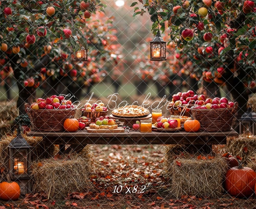 Fondo de Huerto de Manzanas de Otoño Diseñado por Mini MakeBelieve