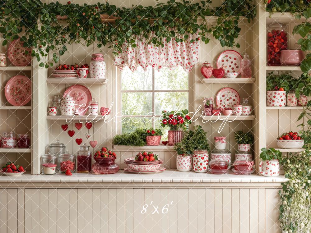 Kate Spring Strawberry Kitchen Cabinet Backdrop Designed by Emetselch