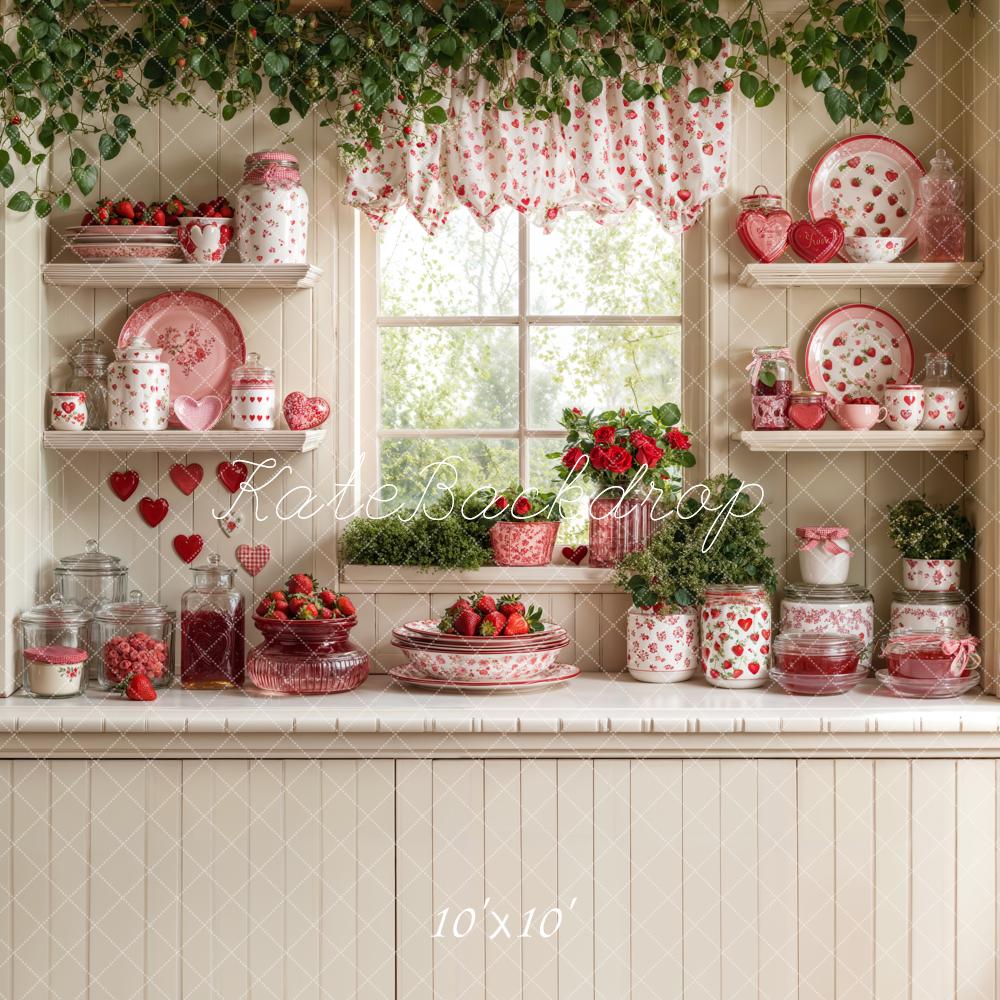 Kate Spring Strawberry Kitchen Cabinet Backdrop Designed by Emetselch