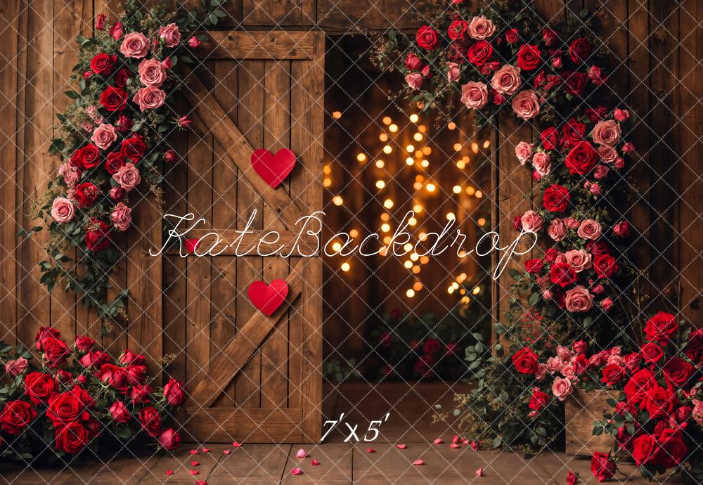 Kate Valentine's Day Flower Arch Barn Door Backdrop Designed by Emetselch