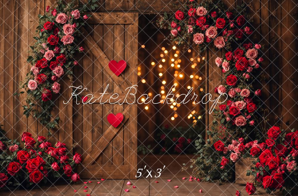 Kate Valentine's Day Flower Arch Barn Door Backdrop Designed by Emetselch