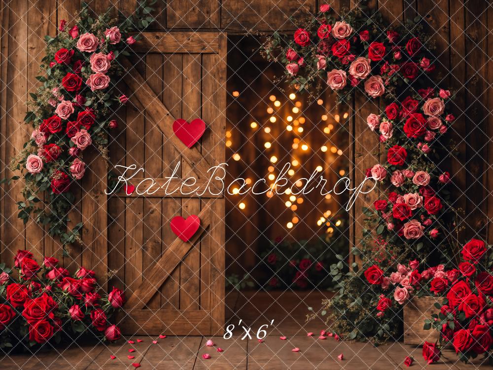 Kate Valentine's Day Flower Arch Barn Door Backdrop Designed by Emetselch