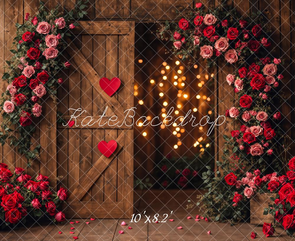 Kate Valentine's Day Flower Arch Barn Door Backdrop Designed by Emetselch