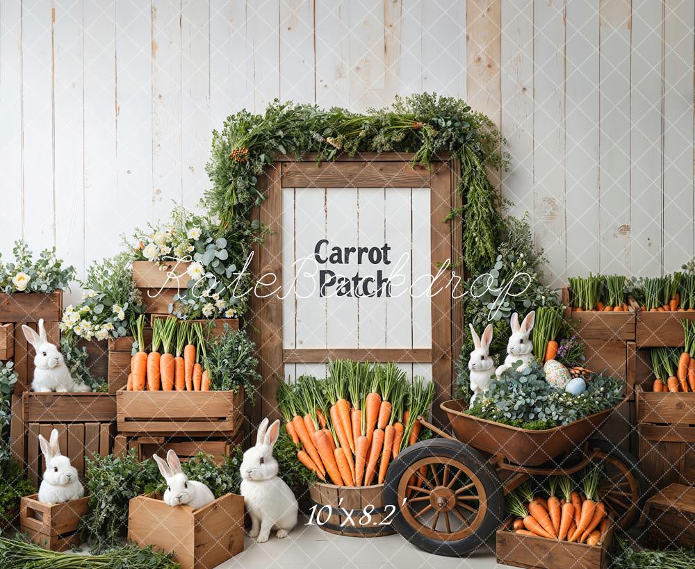 Kate Easter Bunny Carrot Wood Cart Backdrop Designed by Emetselch