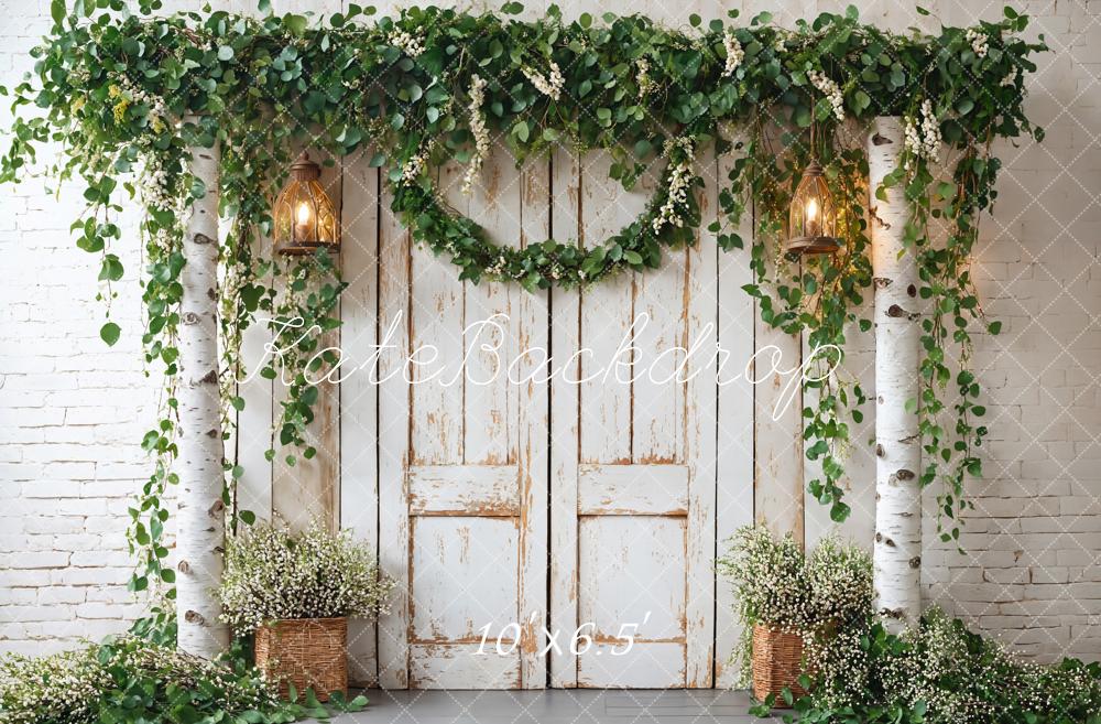 Kate Spring Rustic Wooden Floral Door Backdrop Designed by Emetselch