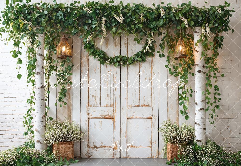 Kate Spring Rustic Wooden Floral Door Backdrop Designed by Emetselch