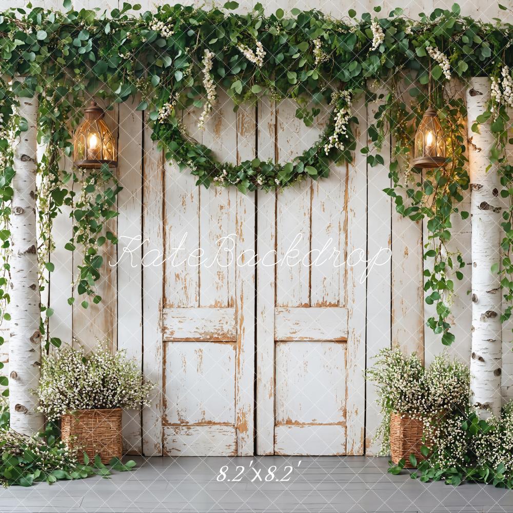 Kate Spring Rustic Wooden Floral Door Backdrop Designed by Emetselch