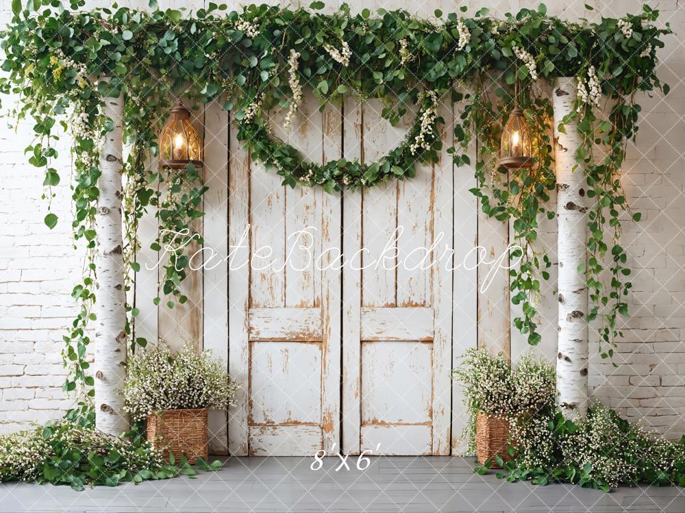 Kate Spring Rustic Wooden Floral Door Backdrop Designed by Emetselch