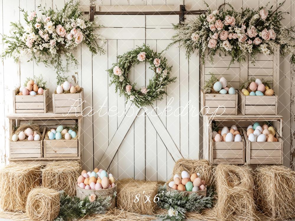 Kate Easter Floral Egg Farmhouse Backdrop Designed by Emetselch