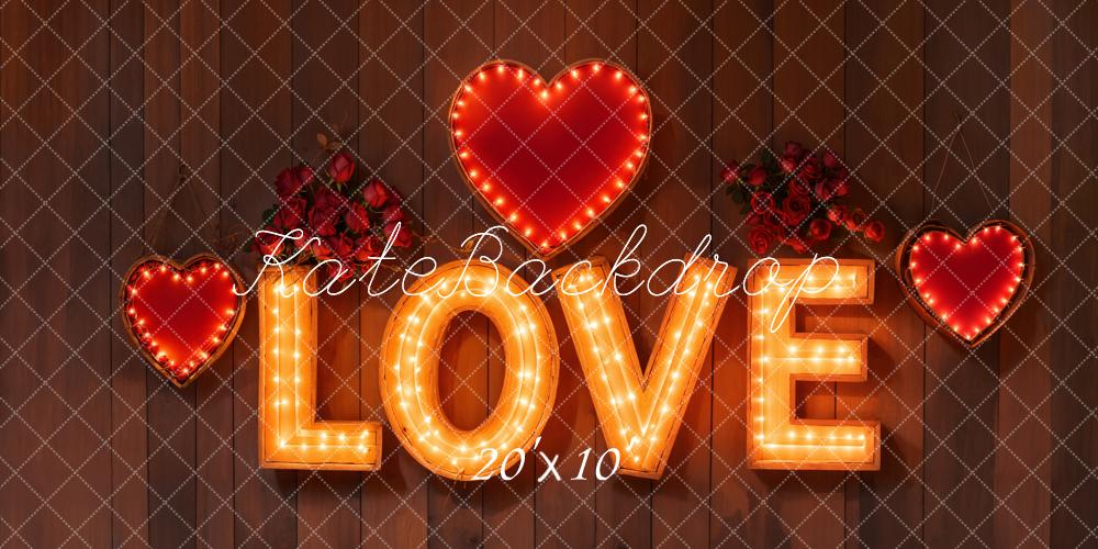 Kate Valentine Love Lights Rustic Backdrop Designed by Emetselch