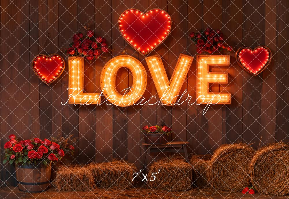 Kate Valentine Love Lights Rustic Backdrop Designed by Emetselch