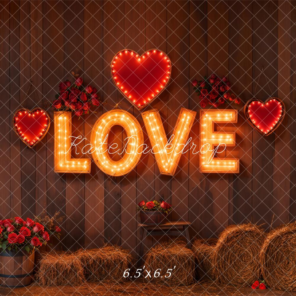 Kate Valentine Love Lights Rustic Backdrop Designed by Emetselch