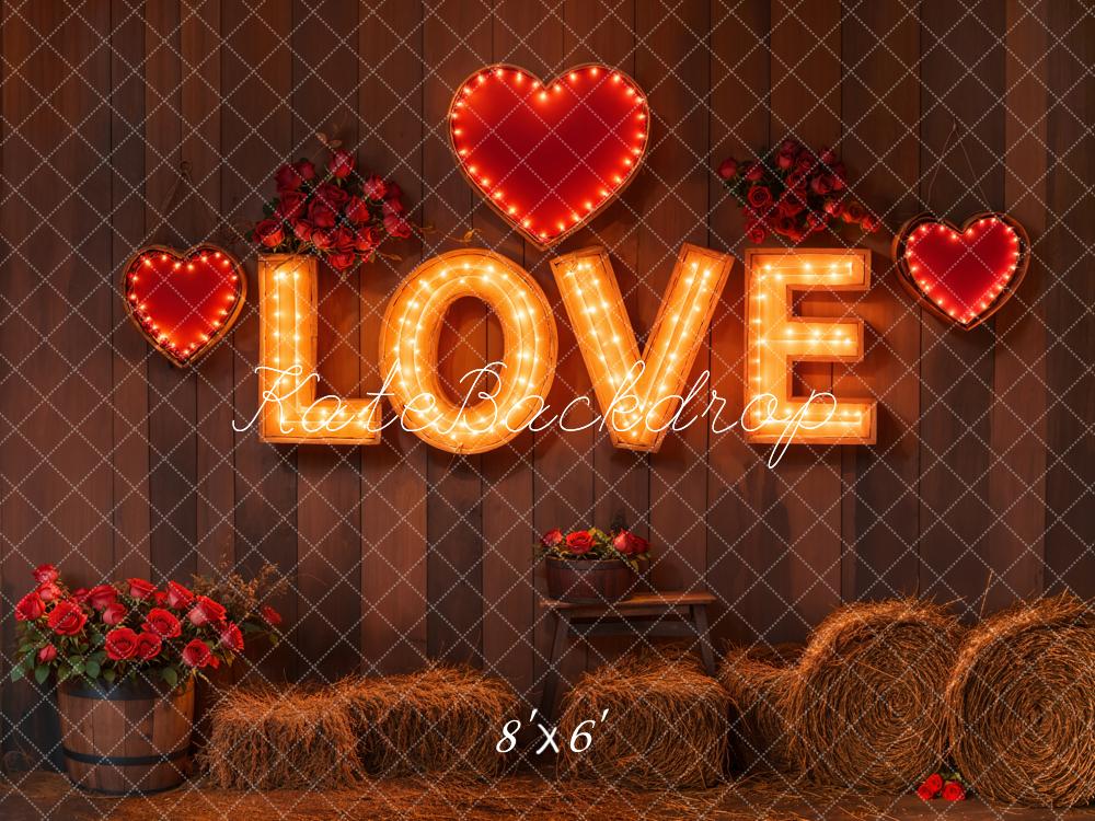 Kate Valentine Love Lights Rustic Backdrop Designed by Emetselch