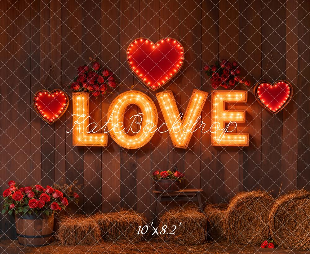 Kate Valentine Love Lights Rustic Backdrop Designed by Emetselch