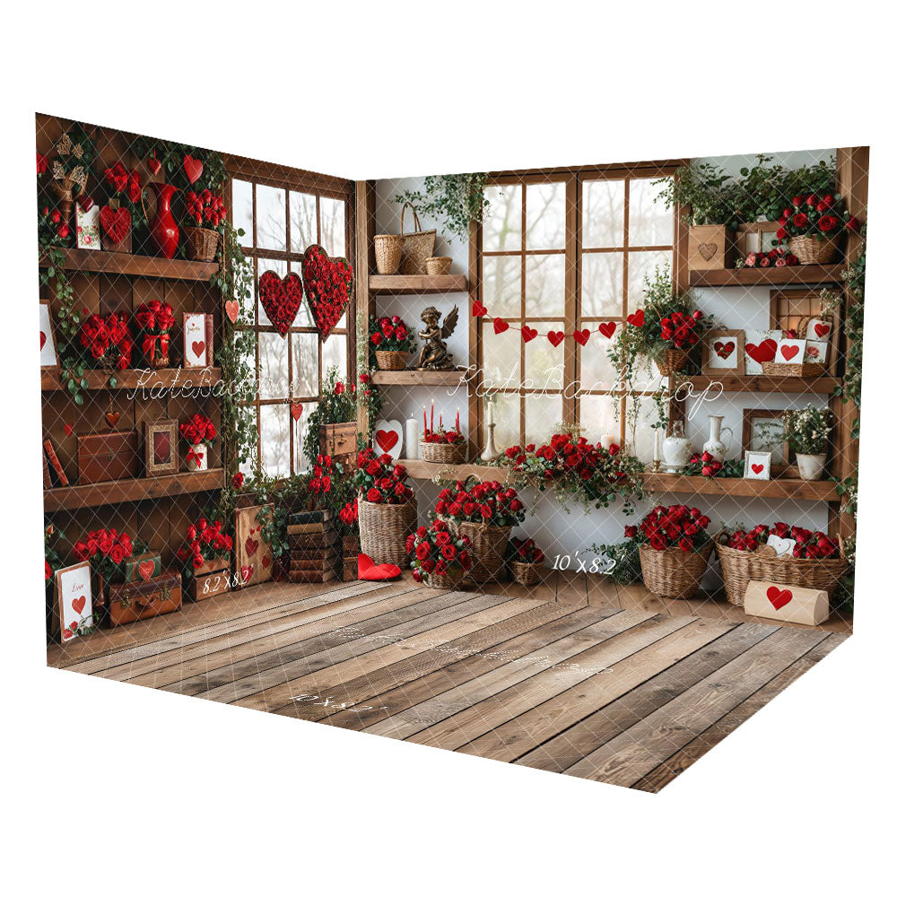 Kate Valentine Roses Wood Shelf Window Room Set