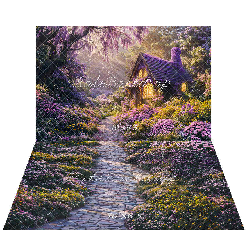 Kate Dreamy Fairy Cottage Forest Backdrop+Flower Pathway Garden Floor Backdrop