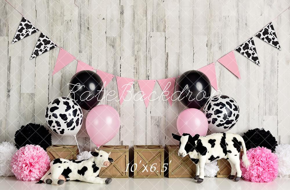 Sfondo Bambini per Compleanno Girly con Mucca, Progettato da Mandy Ringe Photography