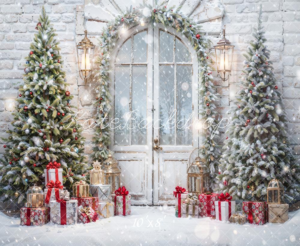 Sfondo per porta albero di Natale con neve progettato da Emetselch