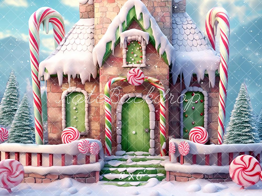 Sfondo Casa di Caramelle Invernale di Natale Disegnato da Emetselch