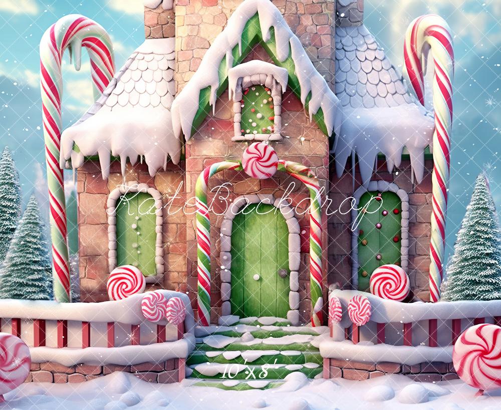 Sfondo Casa di Caramelle Invernale di Natale Disegnato da Emetselch