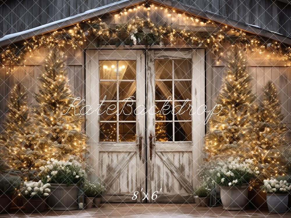 Christmas Barn con luci e sfondo dell'albero di Natale progettato da Emetselch