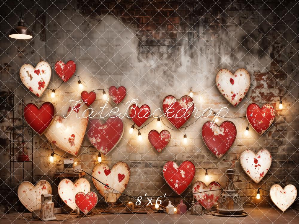 Valentijnsdag industrieel gevoel retro lamp muur liefde achtergrond ontworpen door Emetselch