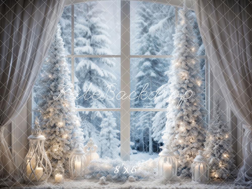 Winter Kerstboom Raamverlichting Achtergrond Ontworpen door Emetselch